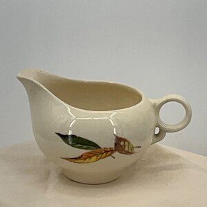Vintage Cream Pitcher Autumn Leaf Design Ceramic